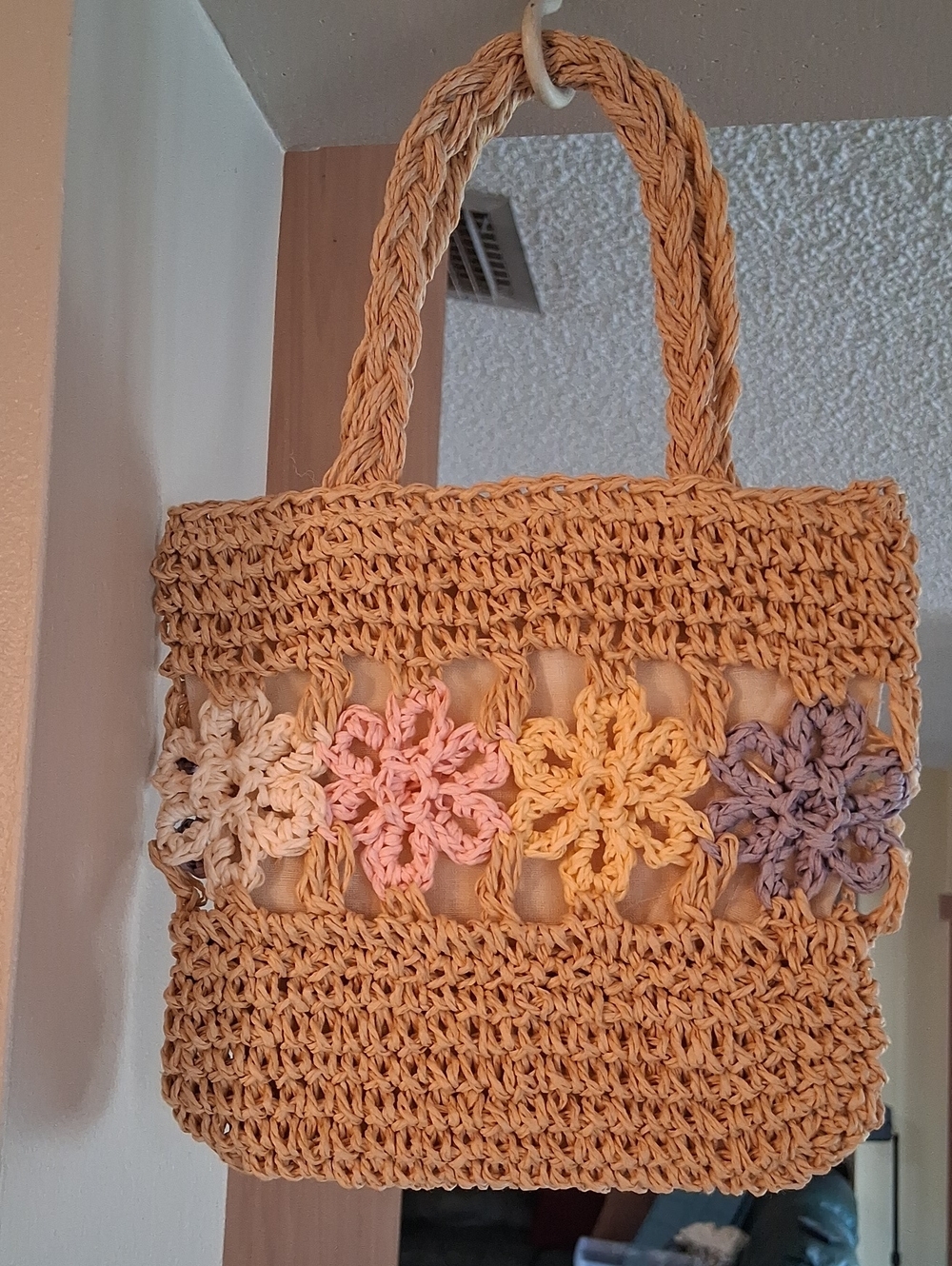 Floral Straw Bag Tote Brown & Multicolor. NW OT. Extra Small For Baby Girl. - Picture 2 of 16